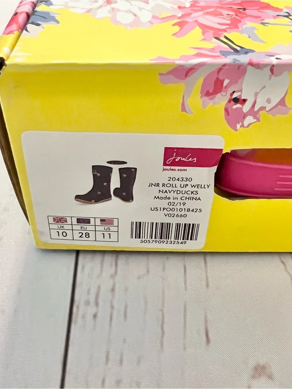 NIB - Joules - Junior Navy Duck Roll Up Wellies